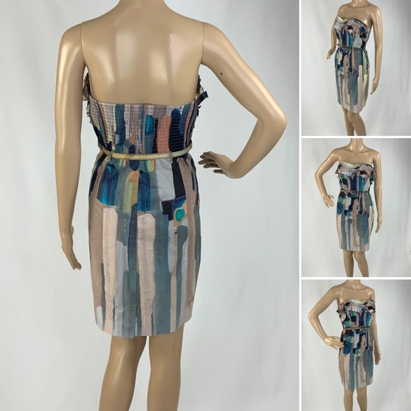 BNWOT CATHERINE MALANDRINO Watercolor strapless dress 4 - Picture 2 of 8